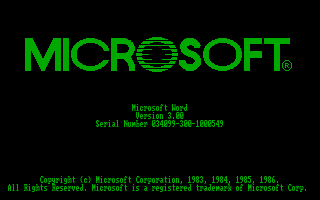 Microsoft Word 3.0 Splash Screen (1986)